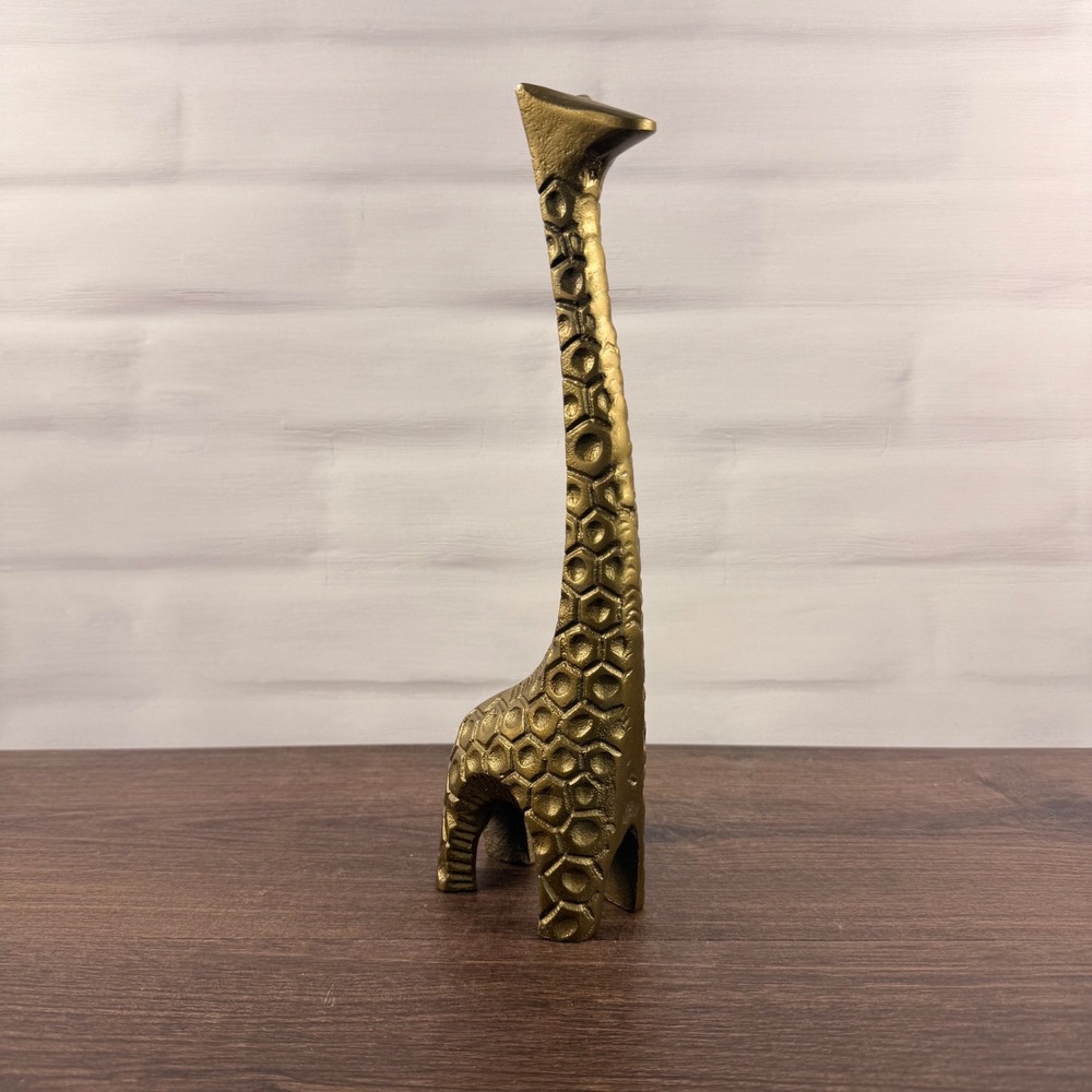 Brass Giraffe Sculpture 12" Tall Textured Mid Century Decor